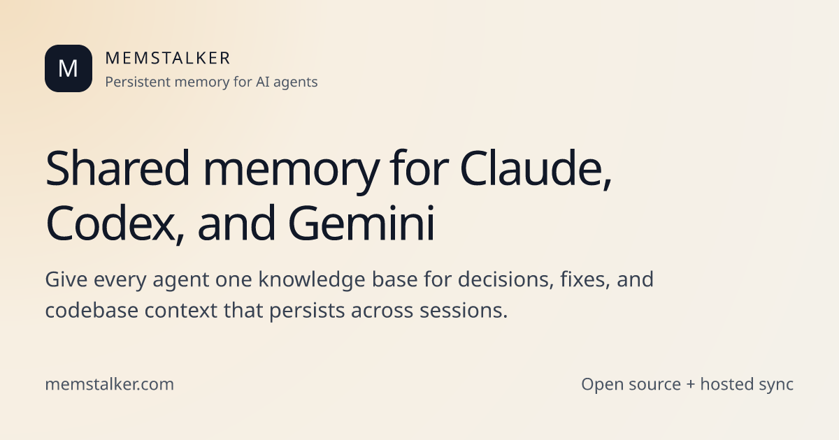 Persistent memory for AI agents | Memstalker